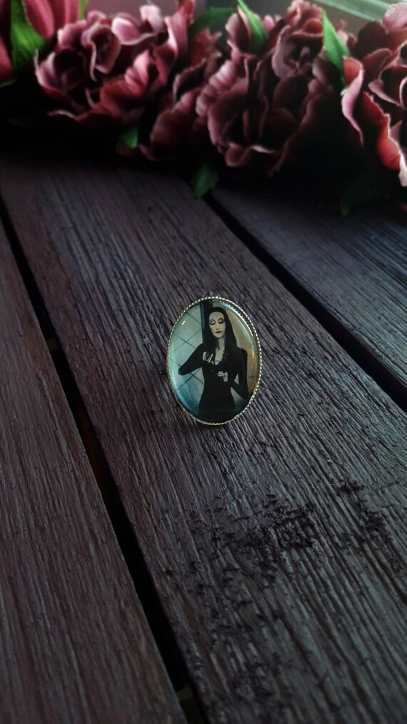 Morticia Addams & Rose Ring Adjustable 18x25mm by GrymmWhyskers