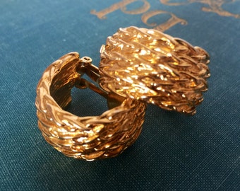 Vintage Christian Dior Clip on Earrings Gold Tone