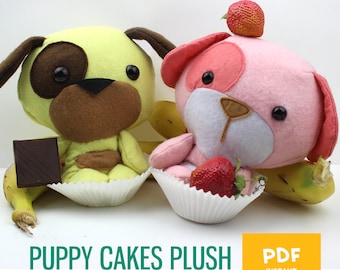 Puppy Cakes Dog Plush Pattern // Soft Toy // Easy Felt Plushie PDF Softie DIY Sewing Pattern- Instant Digital Download