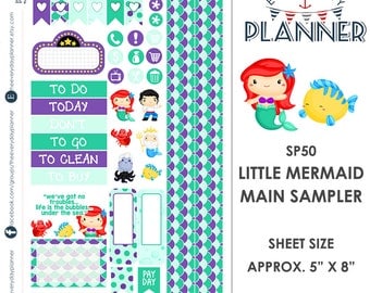 Little Mermaid Sampler Kit | Over 30+ Kiss-Cut Stickers | Erin Condren and Mambi | Disney Inspired SP50