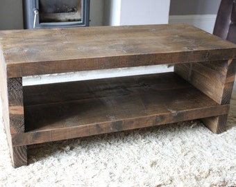 Handcrafted Chunky reclaimed Wooden tv stand/cabinet in walnut wax.