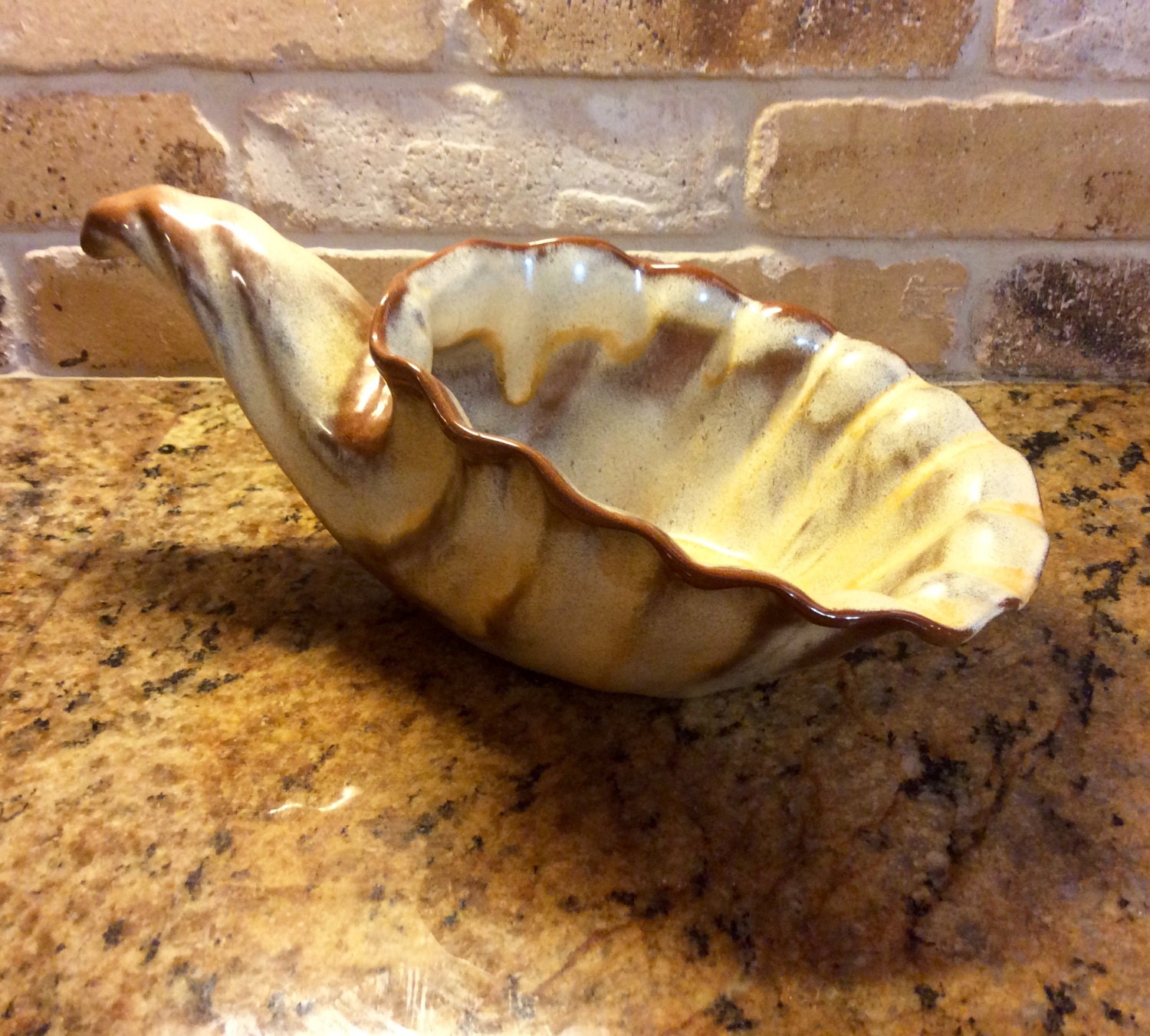 Vintage Frankoma Pottery Cornucopia Horn of Plenty Plainsman