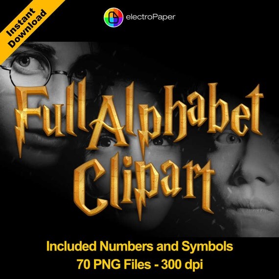 HARRY POTTER Full Alphabet Clipart 70 png files by ElectroPaper