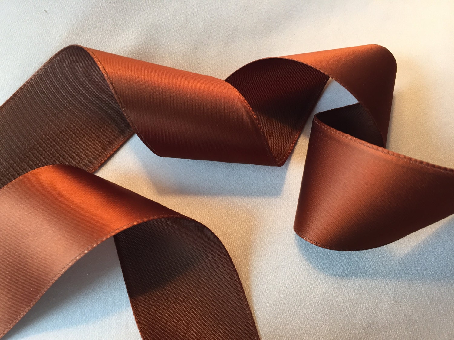 Vintage Caramel Ribbon, Copper Brown Ribbon, Vintage Satin Ribbon