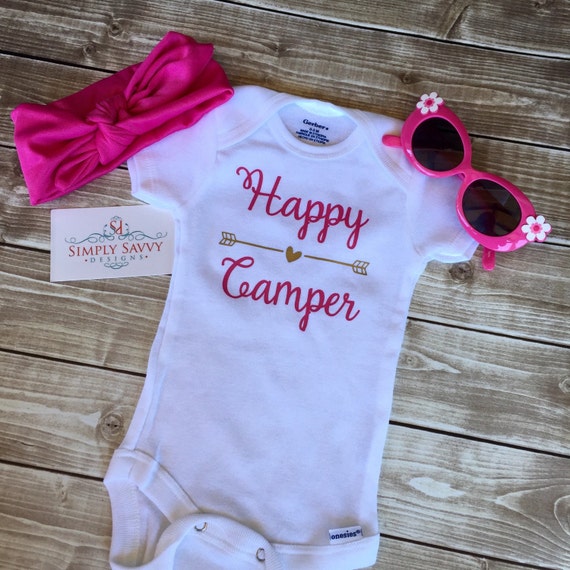 Items similar to Happy Camper baby outfit, baby camping shirt, baby