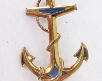 Terrific Art Deco Coldpainted Anchor Brooch