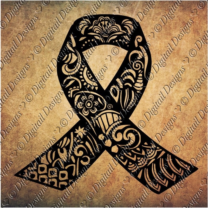 Download Zentangle Awareness Ribbon SVG PNG DXF Eps Fcm Ai Cut file for