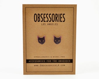Black Cat Earring Cat Stud Earring Post Cat Jewelry Cat Accessories Halloween Earring Halloween Jewelry Halloween Accessories Halloween Gift
