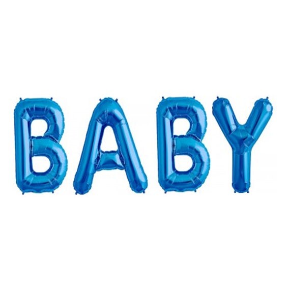 Giant Blue Foil 'BABY' Letter Balloons Blue by LittlePartyEventCo