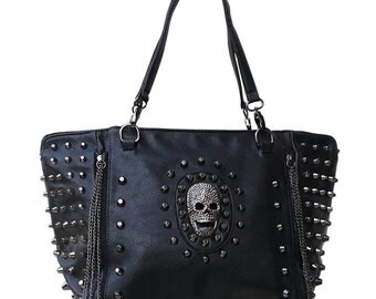 Gothic rivets handbag skull chains