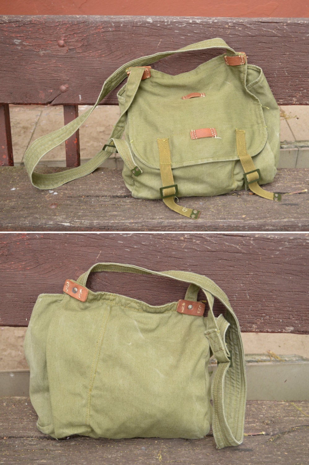 vintage military canvas messenger bag