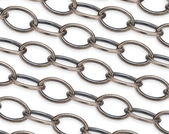 1 FT 2.5x4 mm Sterling Silver Oxidized Cable Chain (SS1808OXI) Price Per Foot