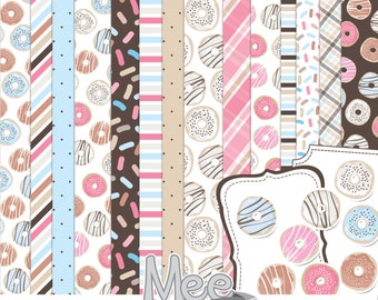 Donut digital paper,doughnut digital papers,scrapbook paper,instant download,digital scrapbooking,donut clipart,sweets digital paper