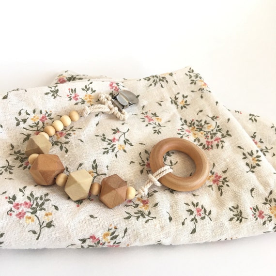 Organic Wood Pacifier Clip and Teether wood by LuMayBabyCo