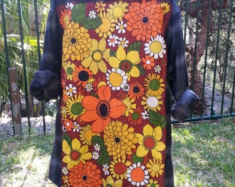 Upcycle Retro Tea Towel Flannel Shirt. Unisex Retro Flannel Shirt.