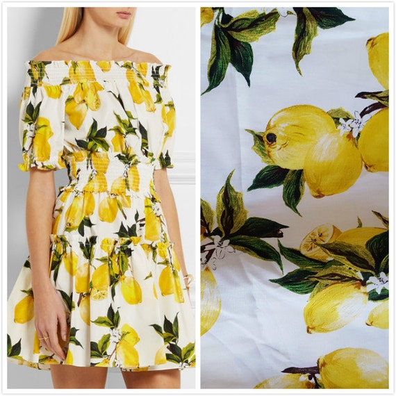 DG Yellow Lemon Print 100% Cotton Fabric 1 yard