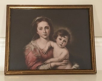 Vintage Madonna and Child By Murillo, Vintage Religious Art, Old Religious Art, Florence Italy Print