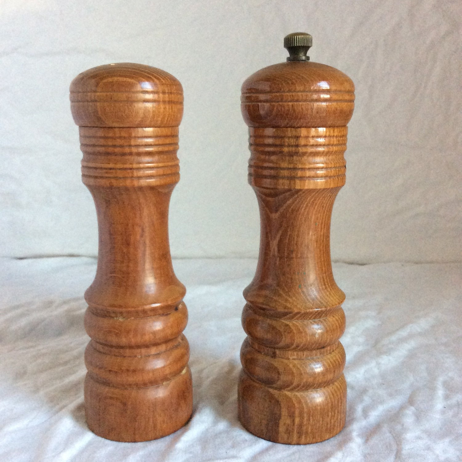 Vintage bamboo salt shaker and pepper mill. Made by Foreverfinery