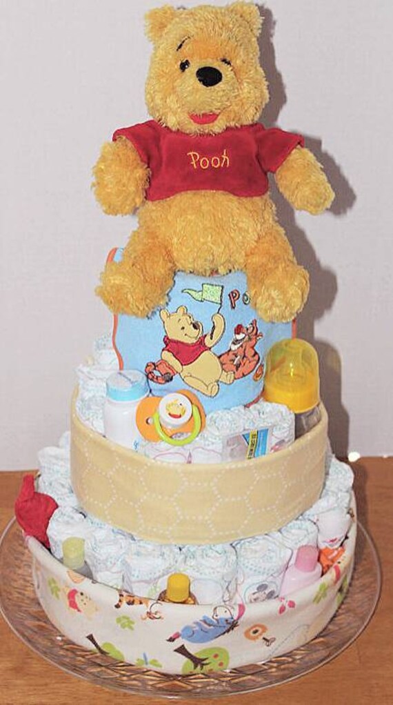 Winnie the Pooh Character 3 Tier Diaper Cake by