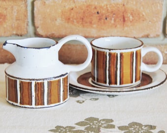Midwinter Stonehenge Earth vintage 1970s mixed items - creamer, cup and side plate