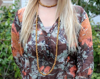 Beaded necklace double wrap necklace Boho necklace tribal necklace Wooden necklace Wood Bead necklace Wooden jewelry tribal jewelry