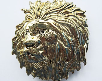 Gold Lion Head Belt Buckle