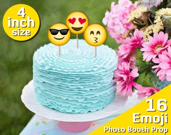 printable cake topper birthday, emoji party, 4 inch, 10th birthday decorations, sweet 16, 2 year old birthday girl, 3 year old birthday boy