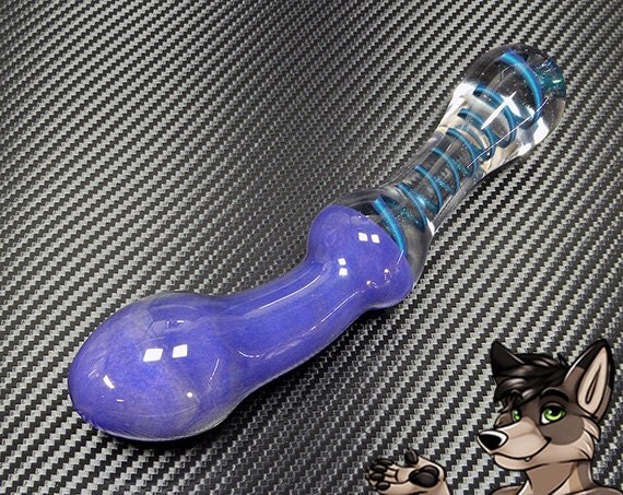 Double Ended Glass Dildo Marbled Purple With Blue By GlassbyWoozy