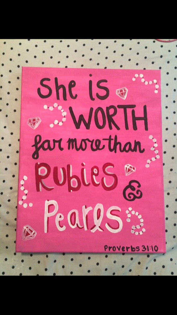Items similar to She Is Worth Far More Than Rubies & Pearls, Proverbs 3110 on Etsy