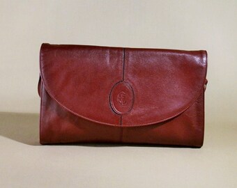 Original Vintage CL Burgundy Leather Bag, Shoulderbag