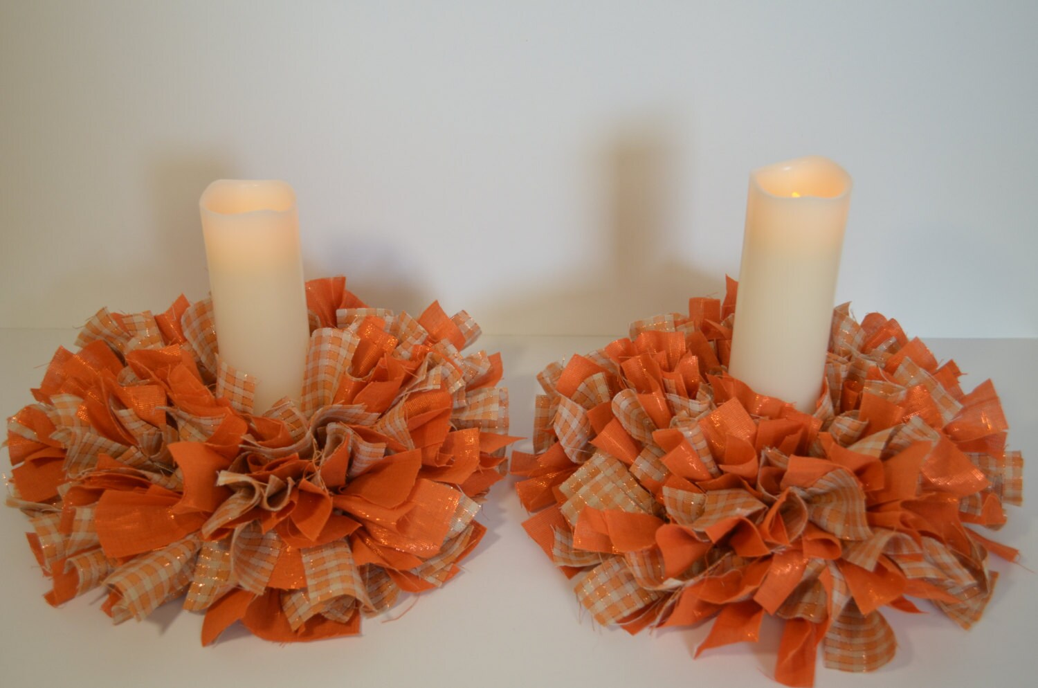 Fall Rag Candle RingsSet of 2