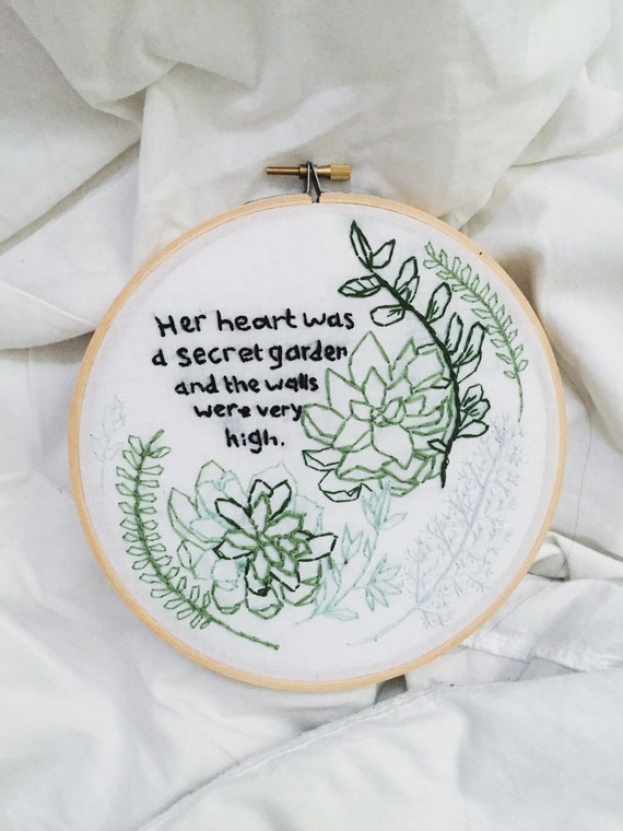 Secret Garden Embroidery Hoop Wall Hanginf by CatCreature on Etsy