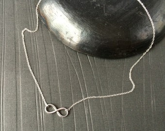 Sterling silver infiniti sign necklace adjustable length 16" 18" chain 925 romantic love forewer