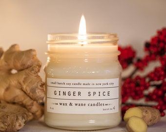 Ginger Spice - Ginger Scented Soy Candle - Gingerbread Christmas Candle - Winter Candle