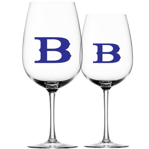 Monogrammed Wine Glasses Initial Design by DeetsDesign on Etsy