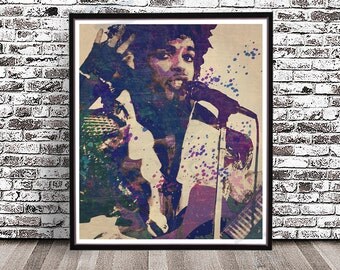 Vintage Prince Purple Rain, watercolor PRINT, Guitar Prince Singer, Prince Musician, Roger Nelson painting poster Portrait Prince The Artist