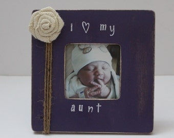 Aunt Picture Frame, Purple Photo Frame, Favorite Aunt Frame, Rustic Picture Frame