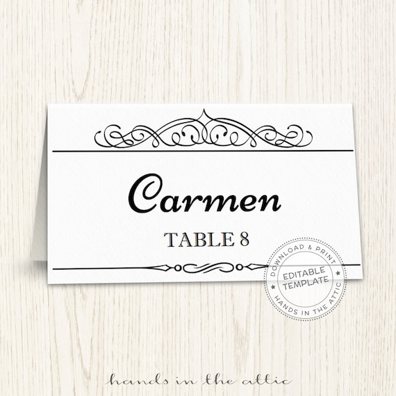 Printable place cards template editable seating cards