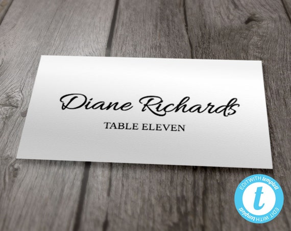 Printable Place Card Template Wedding Place Cards Instant