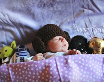 Star Wars Princess Leia hat, Newborn Photo Prop, Baby Shower Gift, Halloween Costume, Princess Leia Hat, Star Wars, Newborn Hat,