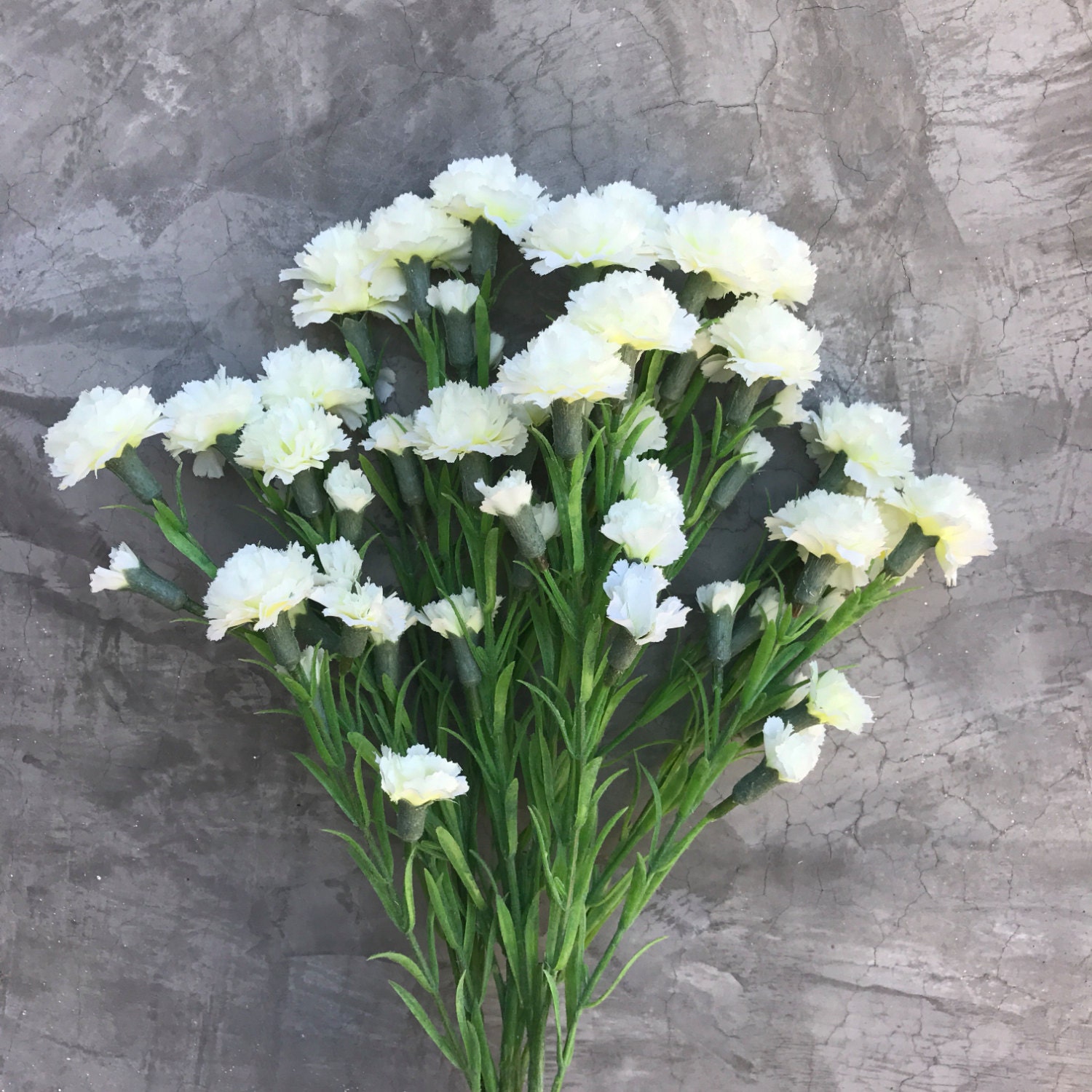 Cream Silk Carnation Flower Bundle Faux Artificial Silk