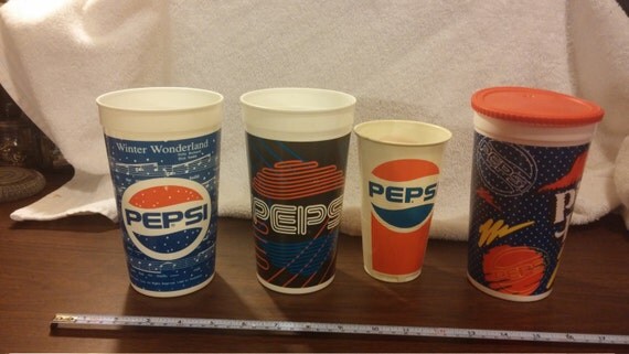 Vintage 1980s Pepsi plastic cups / tumblers