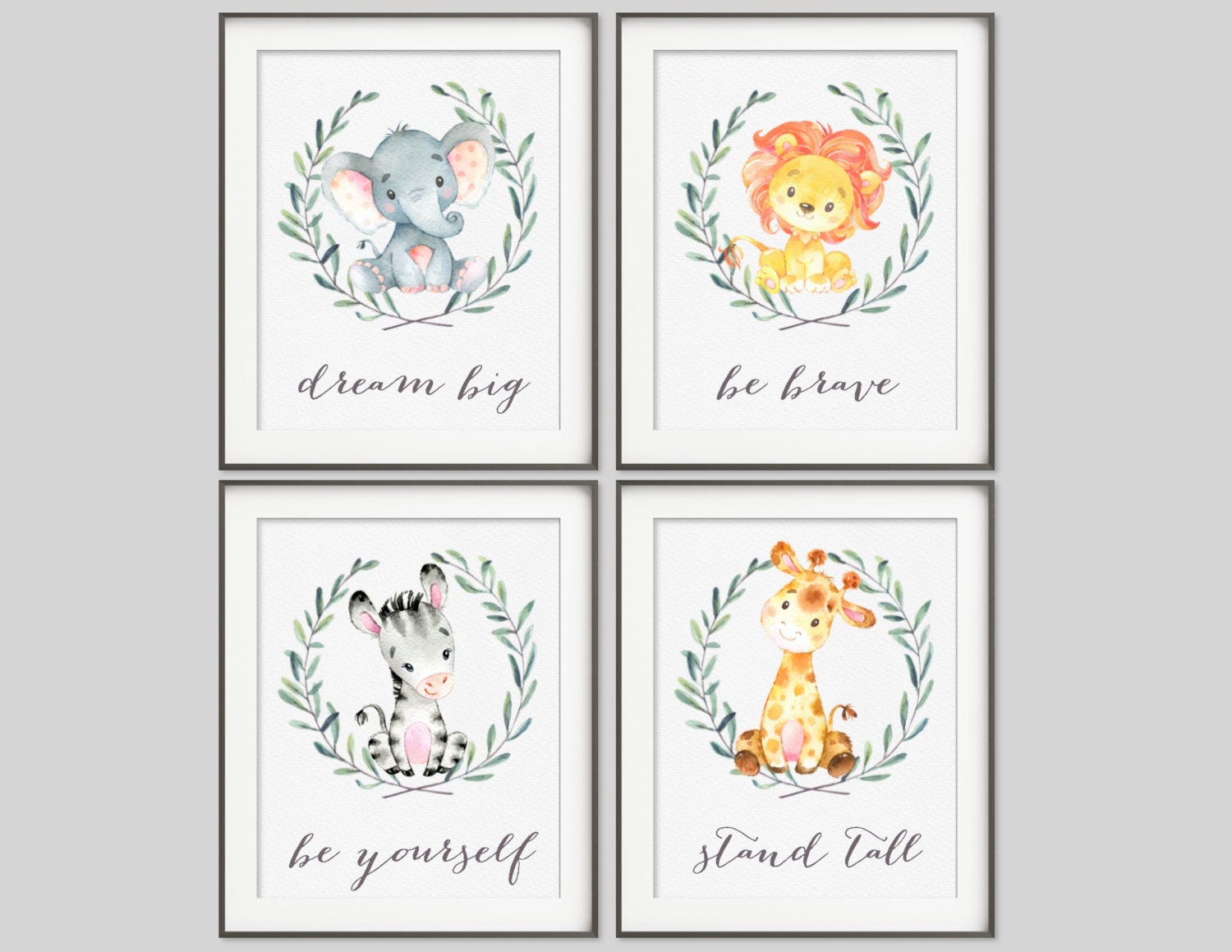 Elephant Nursery Art Etsy Watercolor Safari Nursery Art Animal Prints Baby Animals Decor Elephant