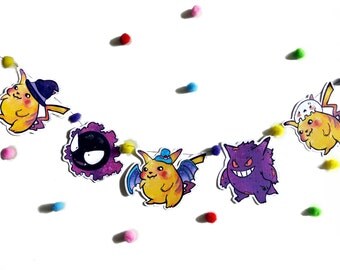 Halloween Pokemon bunting - banner - Pokemon Go - made to order - party - decoration - garland - home decor - Pikachu - Halloween decoration