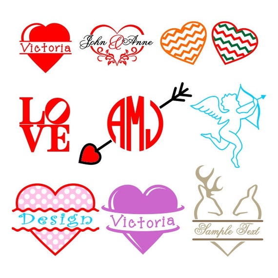 Download Love Heart Svg Cuttable Design Frame Monogram by CuttableSVG