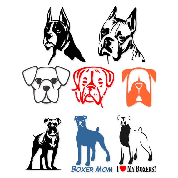 Download Boxer Dog Designs Pack Cuttable Monogram SVG DXF EPS use
