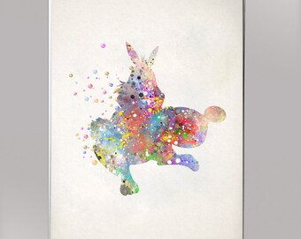 Rabbit, Bunny, Alice in Wonderland, watercolor poster, Watercolor Print Print Children's Wall Art Home Decor Wall Hanging