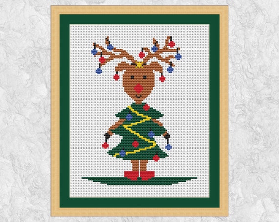 Items similar to Christmas cross stitch pattern, reindeer ...