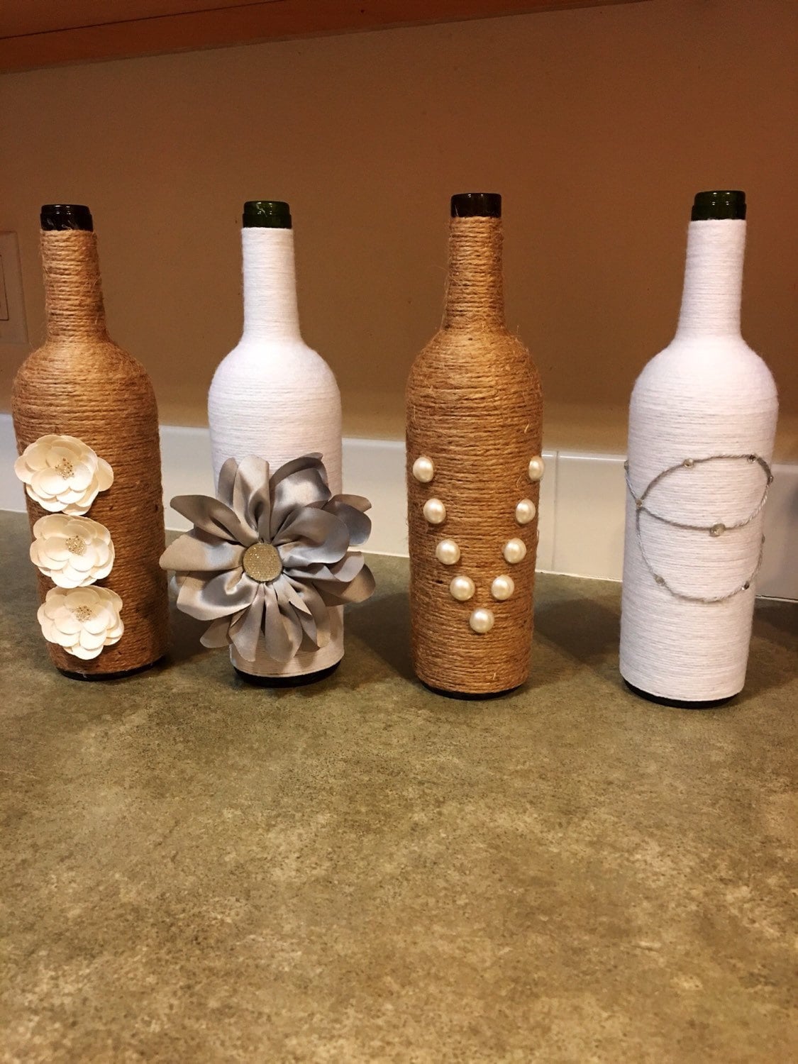 Wine bottle decor Rustic vase farmhouse decor country
