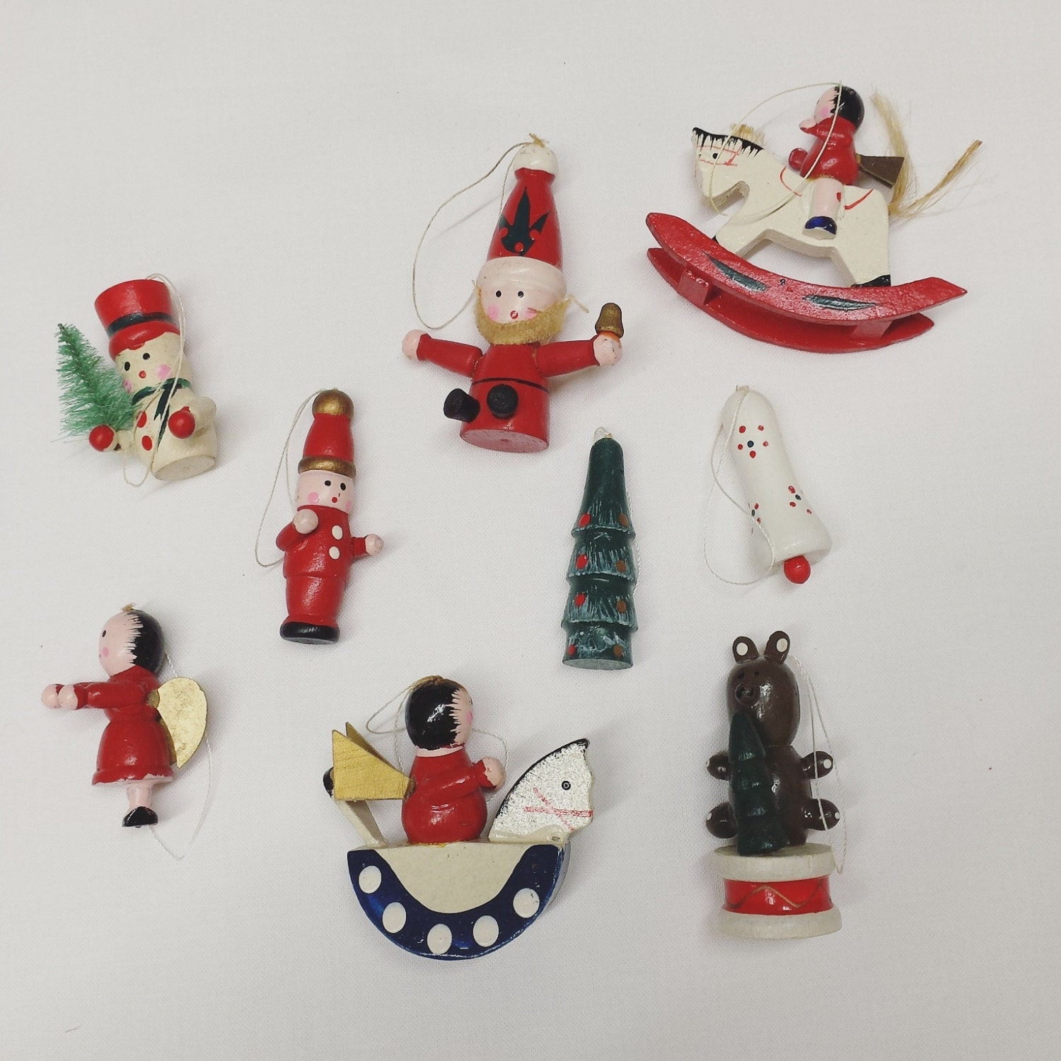 Set Of 9 Vintage Christmas Ornaments Wooden Christmas   Il Fullxfull.882389433 Dcvf 